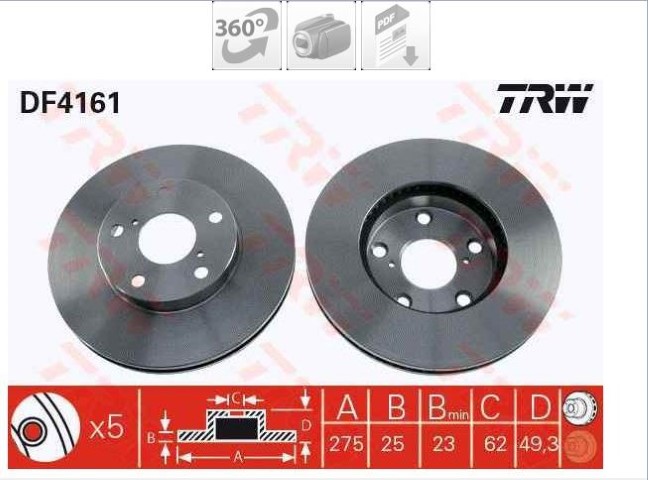 ÖN DİSK AYNA  RAV4 00-05 275MM 