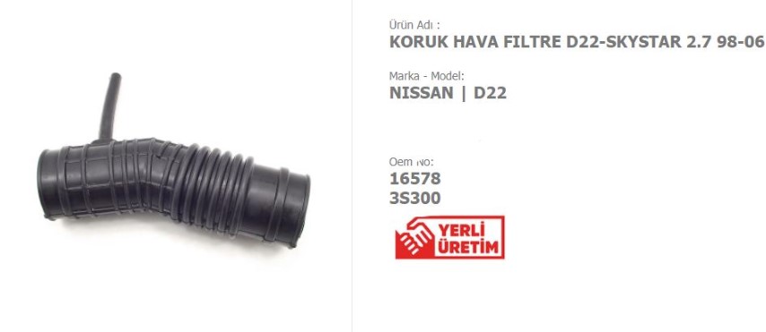 HAVA FİLTRE HORTUMU D22 SKYSTAR