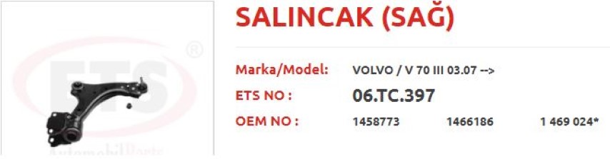 ALT SALINCAK MONDEO-SMAX 07-SAĞ-VOLVO S60