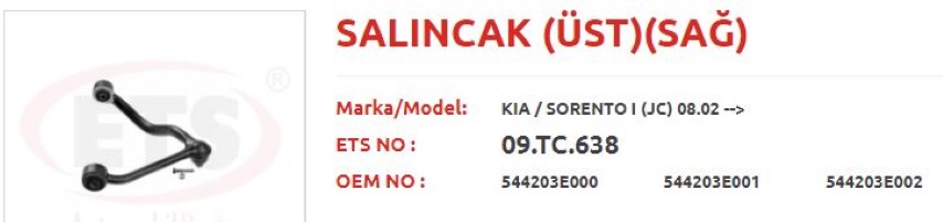 ÜST SALINCAK SORENTO SAĞ 02-07