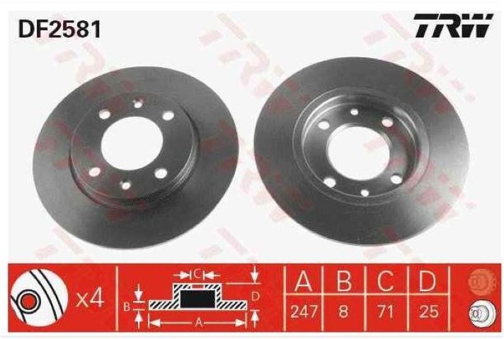 ARKA DİSK AYNA 106 TRW-DF2581 DÜZ 247MM