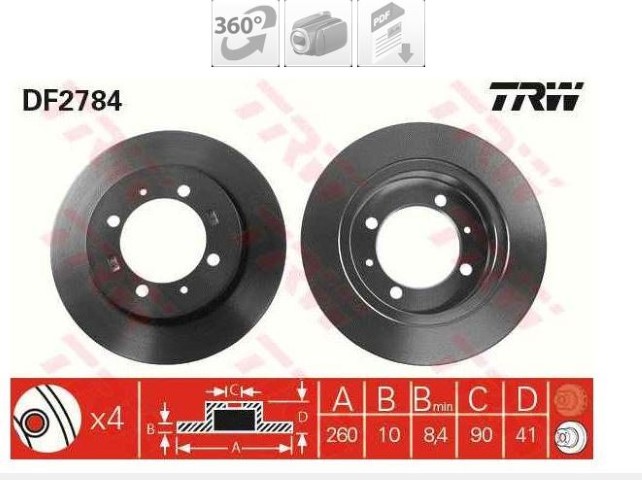 ARKA DİSK AYNA CARİSMA 00-06 PERSONA VOLVO S40-V40 260MMx4