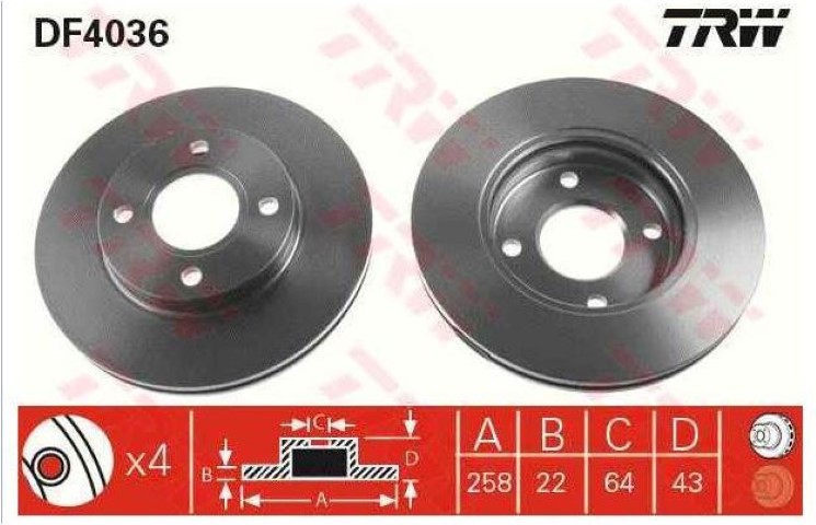 ÖN DİSK AYNA FOCUS 98-05 FİESTA 02- MAZDA 2 03- 258MM