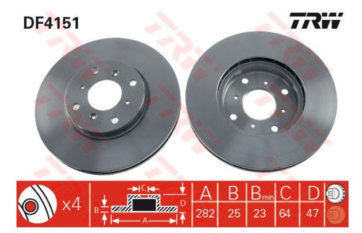 ÖN DİSK AYNA ACCORD 98-02 282 MM TRW