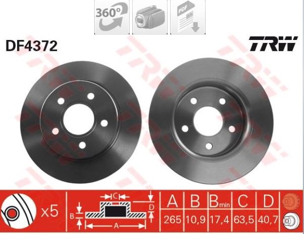 ARKA DİSK AYNA FOCUS 05-TRW 265MM