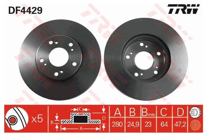 ÖN DİSK AYNA ACCORD 00-DF4429 280MM