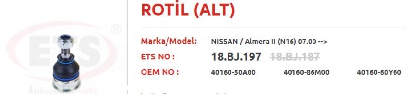 ALT ROTİL PRİMERA 96-01 ALMERA 00-