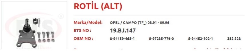 ALT ROTİL DMAX 4X2 TFS-TFR-FRANTERO