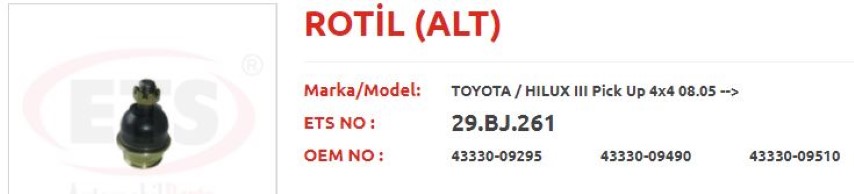 ALT ROTİL HİLÜX VİGO 4X4 06-