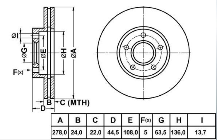 ÖN DİSK AYNA CONNECT  278MM