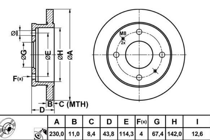 ÖN DİSK AYNA ATOS 99-05 230MM