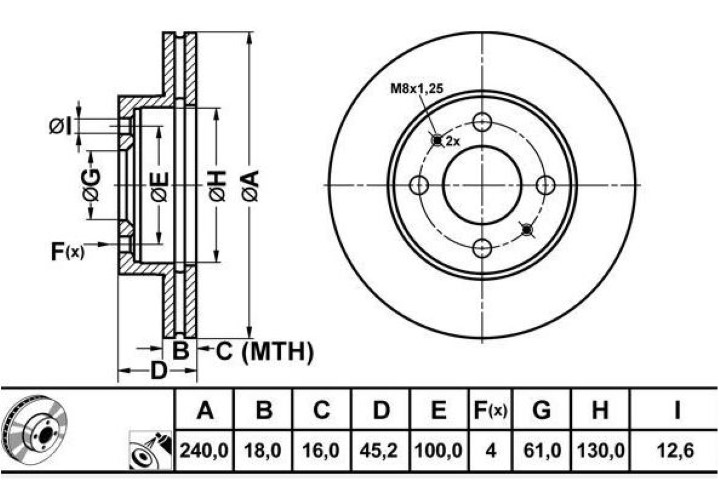 ÖN DİSK AYNA SUNNY 90-96 240MM