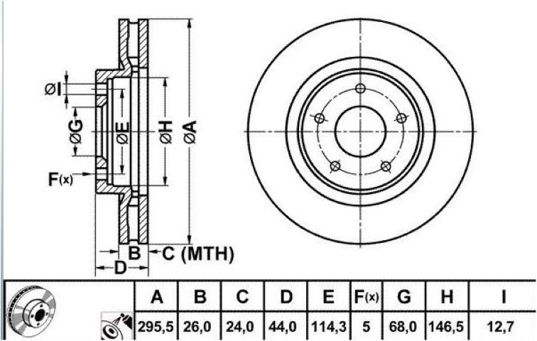 ÖN DİSK AYNA QASHQAİ 07-12 XTRAİL 08-12 296MM